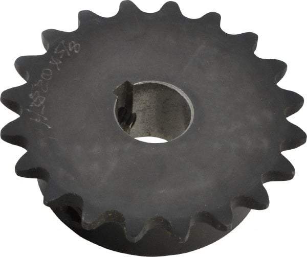 Browning - 20 Teeth, 3/8" Chain Pitch, Chain Size 35, Finished Bore Sprocket - 5/8" Bore Diam, 2.397" Pitch Diam, 2.59" Outside Diam - Americas Industrial Supply