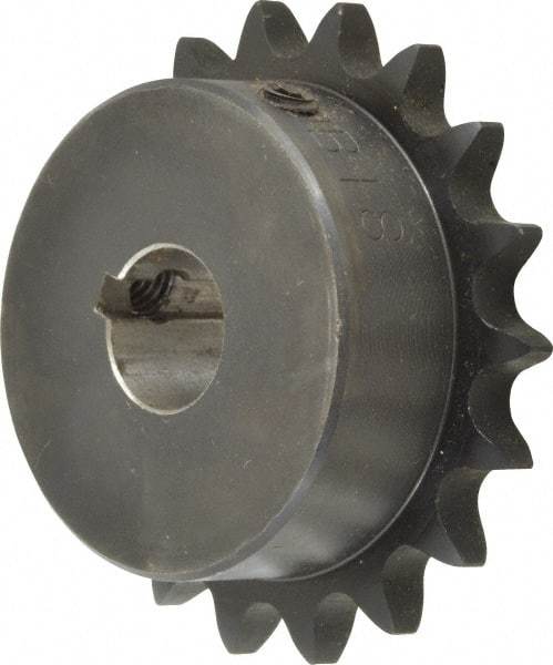 Browning - 18 Teeth, 1/2" Chain Pitch, Chain Size 40, Finished Bore Sprocket - 3/4" Bore Diam, 2.879" Pitch Diam, 3.14" Outside Diam - Americas Industrial Supply