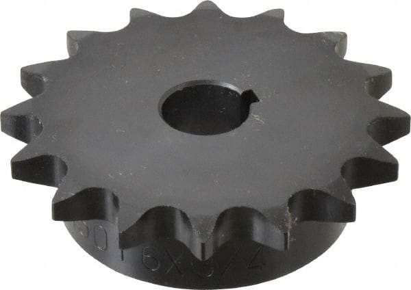 Browning - 16 Teeth, 5/8" Chain Pitch, Chain Size 50, Finished Bore Sprocket - 3/4" Bore Diam, 3.204" Pitch Diam, 3.52" Outside Diam - Americas Industrial Supply