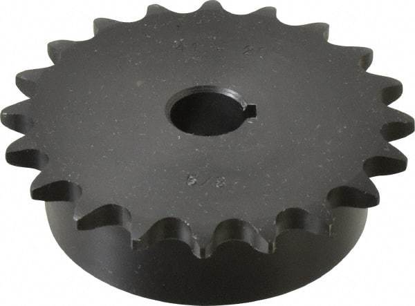 Browning - 20 Teeth, 1/2" Chain Pitch, Chain Size 41, Finished Bore Sprocket - 5/8" Bore Diam, 3.196" Pitch Diam, 3.45" Outside Diam - Americas Industrial Supply