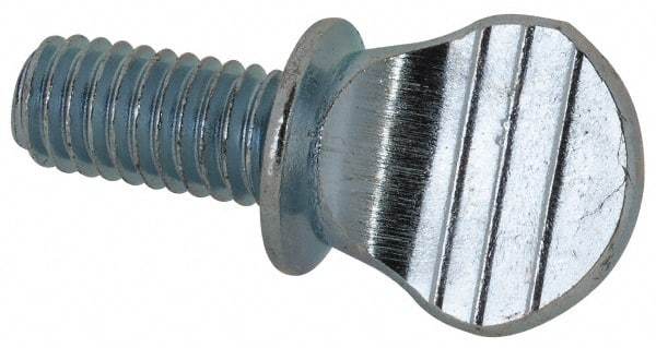 Value Collection - #10-32 Oval Shoulder Steel Thumb Screw - 3/8" OAL, 0.49" Head Height, Zinc-Plated Finish - Americas Industrial Supply