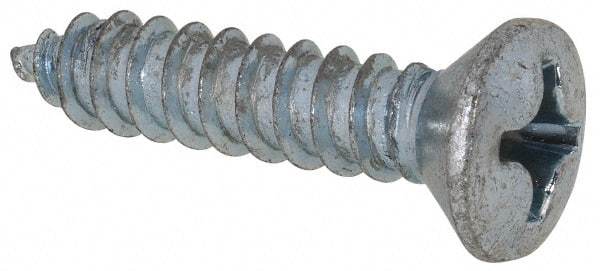 Value Collection - #12 Oval Head Phillips Sheet Metal Screw - Steel, 1" OAL, AISI 1016, ANSI/ASME B18.6.4, ASME B18.6.3 & SAE J933, Grade 1016-1024 - Americas Industrial Supply