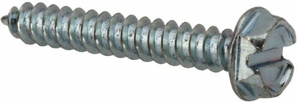 Value Collection - #7 Hex Washer Head Slotted Sheet Metal Screw - Steel, 1" Length Under Head, AISI 1016, ASME B18.6.3, ASME B18.6.4 & SAE J933, Grade 1016-1024 - Americas Industrial Supply