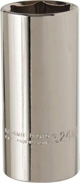 Proto - 3/8" Drive, Deep Hand Socket - 6 Points, 2-3/4" OAL, Alloy Steel, Chrome Finish - Americas Industrial Supply