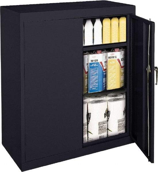 Sandusky Lee - 3 Shelf Locking Storage Cabinet - Steel, 36" Wide x 18" Deep x 42" High, Black - Americas Industrial Supply