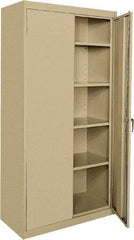 Sandusky Lee - 5 Shelf Locking Storage Cabinet - Steel, 36" Wide x 18" Deep x 72" High, Tan - Americas Industrial Supply