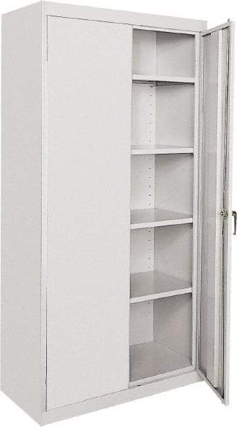 Sandusky Lee - 5 Shelf Locking Storage Cabinet - Steel, 36" Wide x 18" Deep x 72" High, Gray - Americas Industrial Supply