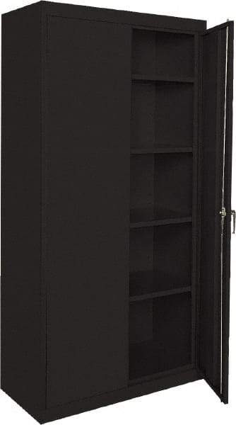 Sandusky Lee - 5 Shelf Locking Storage Cabinet - Steel, 36" Wide x 18" Deep x 72" High, Black - Americas Industrial Supply