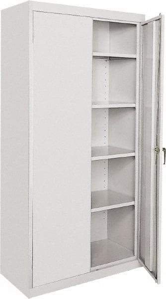 Sandusky Lee - 5 Shelf Locking Storage Cabinet - Steel, 36" Wide x 24" Deep x 72" High, Gray - Americas Industrial Supply