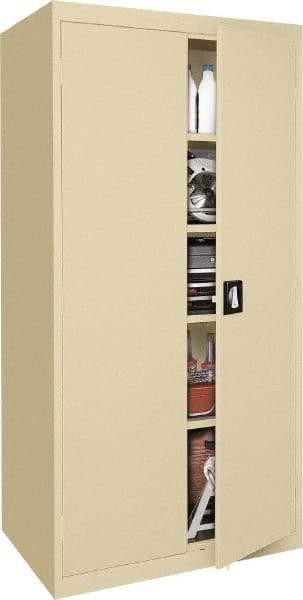 Sandusky Lee - 5 Shelf Locking Storage Cabinet - Steel, 36" Wide x 18" Deep x 72" High, Tan - Americas Industrial Supply