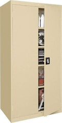 Sandusky Lee - 5 Shelf Locking Storage Cabinet - Steel, 36" Wide x 18" Deep x 72" High, Tan - Americas Industrial Supply
