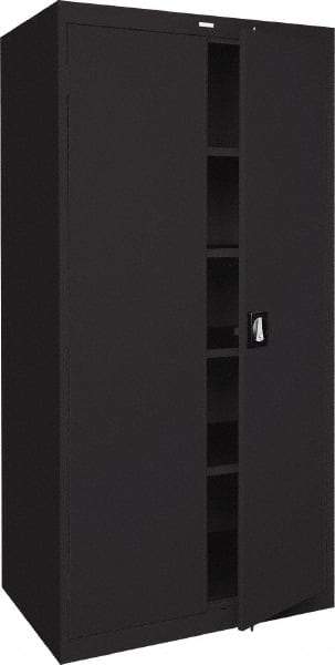 Sandusky Lee - 5 Shelf Locking Storage Cabinet - Steel, 36" Wide x 18" Deep x 72" High, Black - Americas Industrial Supply