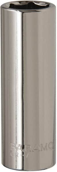 Paramount - 1/2" Drive, Deep Hand Socket - 6 Points, 3-3/32" OAL, Steel, Chrome Finish - Americas Industrial Supply