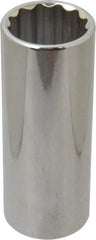 Paramount - 1/2" Drive, Deep Hand Socket - 12 Points, 3-3/32" OAL, Steel, Chrome Finish - Americas Industrial Supply