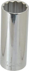 Paramount - 1/2" Drive, Deep Hand Socket - 12 Points, 3-3/32" OAL, Steel, Chrome Finish - Americas Industrial Supply