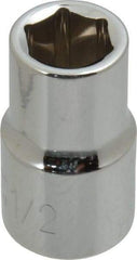 Paramount - 1/2", 1/2" Drive, Standard Hand Socket - 6 Points, 1-1/2" OAL, Steel, Chrome Finish - Americas Industrial Supply