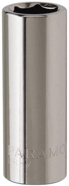 Paramount - 7/16", 3/8" Drive, Deep Hand Socket - 6 Points, 1-15/16" OAL, Steel, Chrome Finish - Americas Industrial Supply