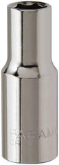 Paramount - 3/8" Drive, Deep Hand Socket - 6 Points, 1-15/16" OAL, Steel, Chrome Finish - Americas Industrial Supply