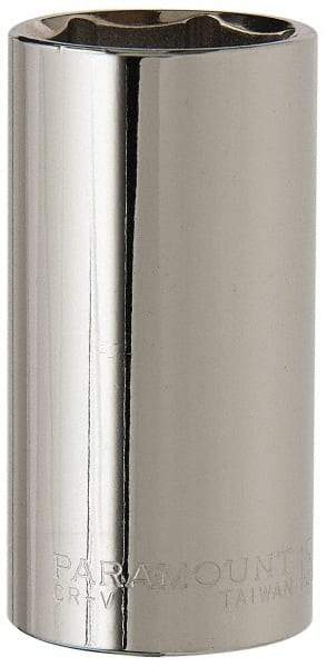 Paramount - 15/16", 3/8" Drive, Deep Hand Socket - 6 Points, 2-1/2" OAL, Steel, Chrome Finish - Americas Industrial Supply