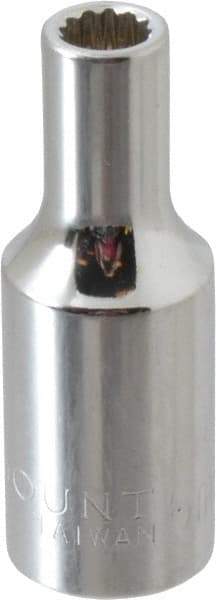 Paramount - 3/8" Drive, Deep Hand Socket - 12 Points, 1-15/16" OAL, Steel, Chrome Finish - Americas Industrial Supply