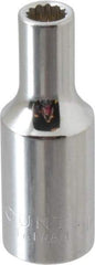 Paramount - 3/8" Drive, Deep Hand Socket - 12 Points, 1-15/16" OAL, Steel, Chrome Finish - Americas Industrial Supply