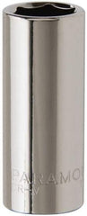 Paramount - 3/8" Drive, Deep Hand Socket - 6 Points, 1-15/16" OAL, Steel, Chrome Finish - Americas Industrial Supply