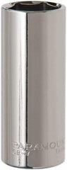 Paramount - 3/8" Drive, Deep Hand Socket - 6 Points, 2-1/2" OAL, Steel, Chrome Finish - Americas Industrial Supply