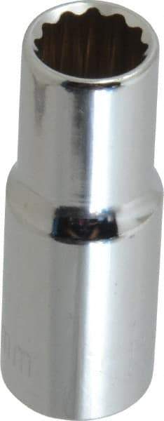 Paramount - 3/8" Drive, Deep Hand Socket - 12 Points, 1-15/16" OAL, Steel, Chrome Finish - Americas Industrial Supply