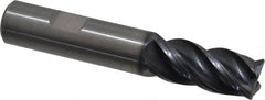 Kennametal - 4 Flute Solid Carbide Roughing & Finishing Corner Chamfer End Mill - AlTiN Finish, Weldon Shank, 38° Helix, Centercutting - Americas Industrial Supply