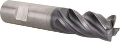 Kennametal - 4 Flute Solid Carbide Roughing & Finishing Corner Chamfer End Mill - AlTiN Finish, Weldon Shank, 38° Helix, Centercutting - Americas Industrial Supply