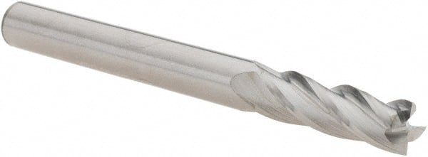 Square End Mill: 3/16'' Dia, 5/8'' LOC, 3/16'' Shank Dia, 2'' OAL, 4 Flutes Single End, Uncoated, Series 120