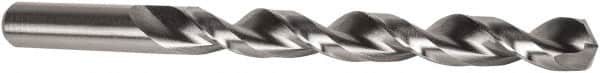Precision Twist Drill - 10.5mm 135° High Speed Steel Jobber Drill - Bright Finish, Right Hand Cut, Parabolic Flute, Straight Shank, 5-15/64" OAL, Split Point - Americas Industrial Supply