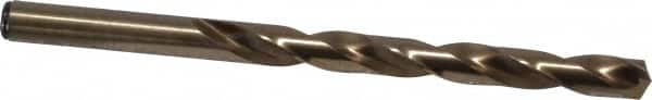 Precision Twist Drill - 0.295" 135° Cobalt Jobber Drill - Oxide/Gold Finish, Right Hand Cut, Spiral Flute, Straight Shank, 4-3/8" OAL, Split Point - Americas Industrial Supply