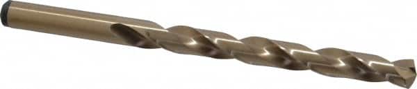 Precision Twist Drill - 0.332" 135° Cobalt Jobber Drill - Oxide/Gold Finish, Right Hand Cut, Spiral Flute, Straight Shank, 4-3/4" OAL, Split Point - Americas Industrial Supply