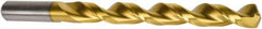 Precision Twist Drill - 0.4724" 135° High Speed Steel Jobber Drill - TiN Finish, Right Hand Cut, Parabolic Flute, Straight Shank, 5-15/16" OAL, Split Point - Americas Industrial Supply