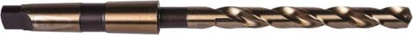 Precision Twist Drill - 27/32", 3MT 135° Point Cobalt Taper Shank Drill Bit - Oxide/Gold Finish, 6-1/8" Flute Length, 10-3/4" OAL, Spiral Flute, Series 209CO - Americas Industrial Supply