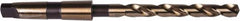 Precision Twist Drill - 25/32", 3MT 135° Point Cobalt Taper Shank Drill Bit - Oxide/Gold Finish, 6" Flute Length, 10-5/8" OAL, Spiral Flute, Series 209CO - Americas Industrial Supply