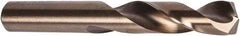 Precision Twist Drill - 1/2" 135° Spiral Flute Cobalt Screw Machine Drill Bit - Oxide/Gold Finish, Right Hand Cut, 2-1/4" Flute Length, 3-3/4" OAL, Split Point, Straight Shank - Americas Industrial Supply