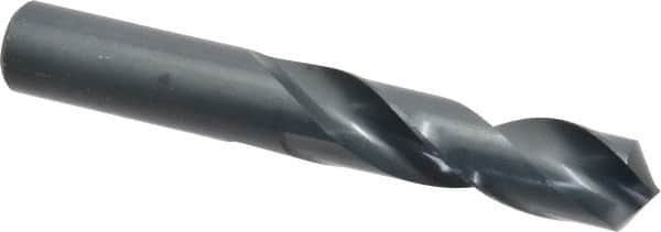 Precision Twist Drill - 23/32" 118° Spiral Flute High Speed Steel Screw Machine Drill Bit - Oxide Finish, Right Hand Cut, 3" Flute Length, 4-3/4" OAL, Standard Point, Straight Shank - Americas Industrial Supply