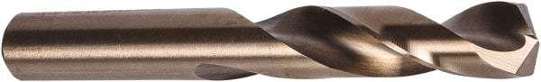 Precision Twist Drill - #10 135° Spiral Flute Cobalt Screw Machine Drill Bit - Oxide/Gold Finish, Right Hand Cut, 1-3/16" Flute Length, 2-1/4" OAL, Split Point, Straight Shank - Americas Industrial Supply