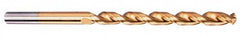Cleveland - 1/2", 135° Point, Parabolic Flute, Cobalt Taper Length Drill Bit - TiN Finish, 4-3/4" Flute Length, 7-3/4" OAL, Series 2575T - Americas Industrial Supply