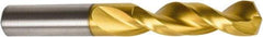 Precision Twist Drill - 11/32" 135° Parabolic Flute High Speed Steel Screw Machine Drill Bit - TiN Finish, Right Hand Cut, 1-11/16" Flute Length, 3" OAL, Split Point, Straight Shank - Americas Industrial Supply