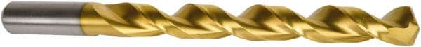 Precision Twist Drill - 29/64" 135° High Speed Steel Jobber Drill - TiN Finish, Right Hand Cut, Parabolic Flute, Straight Shank, 5-5/8" OAL, Split Point - Americas Industrial Supply