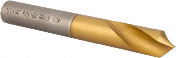 Precision Twist Drill - 1/2" Body Diam, 90°, 3-3/4" OAL, High Speed Steel Spotting Drill - Americas Industrial Supply