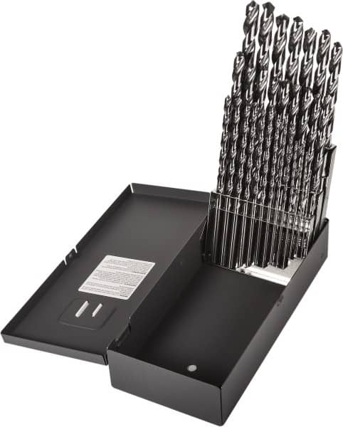 Precision Twist Drill - 1/16 to 1/2", 118° Point, Bright Finish, High Speed Steel Taper Length Drill Bit Set - Americas Industrial Supply