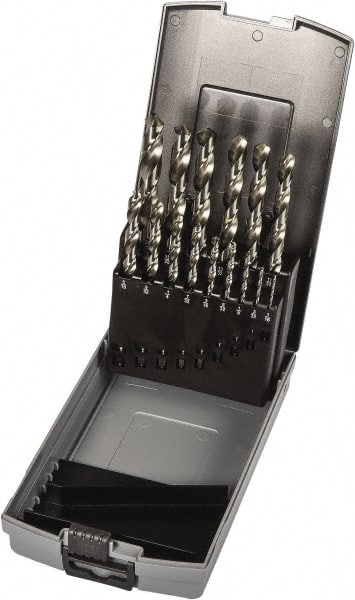 Precision Twist Drill - 1/16 to 1/2", 118° Point, Bright Finish, High Speed Steel Jobber Length Drill Bit Set - Americas Industrial Supply