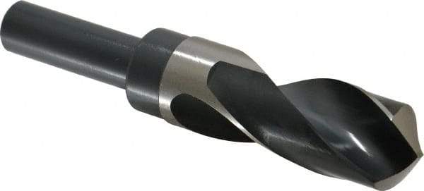 Precision Twist Drill - 1-1/4" Drill, 118° Point, High Speed Steel Silver Deming & Reduced Shank Drill Bit - Bright Finish, 6" OAL, Straight Shank, 3" Flute Length, Right Hand Cut, Standard Point, Spiral Flute, Regular Spiral - Americas Industrial Supply