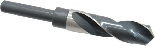 Precision Twist Drill - 55/64" Drill, 118° Point, High Speed Steel Silver Deming & Reduced Shank Drill Bit - Bright Finish, 6" OAL, Straight Shank, 3" Flute Length, Right Hand Cut, Standard Point, Spiral Flute, Regular Spiral - Americas Industrial Supply