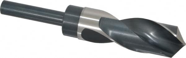 Precision Twist Drill - 1-1/8" Drill, 118° Point, High Speed Steel Silver Deming & Reduced Shank Drill Bit - Bright Finish, 6" OAL, Straight Shank, 3" Flute Length, Right Hand Cut, Standard Point, Spiral Flute, Regular Spiral - Americas Industrial Supply