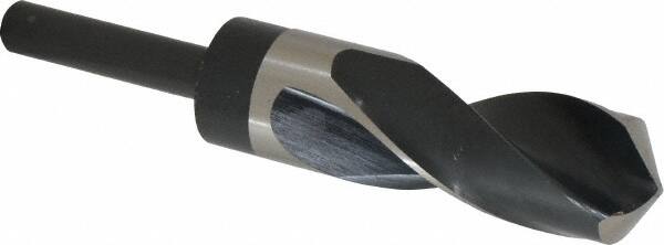 Precision Twist Drill - 1-13/64" Drill, 118° Point, High Speed Steel Silver Deming & Reduced Shank Drill Bit - Bright Finish, 6" OAL, Straight Shank, 3" Flute Length, Right Hand Cut, Standard Point, Spiral Flute, Regular Spiral - Americas Industrial Supply